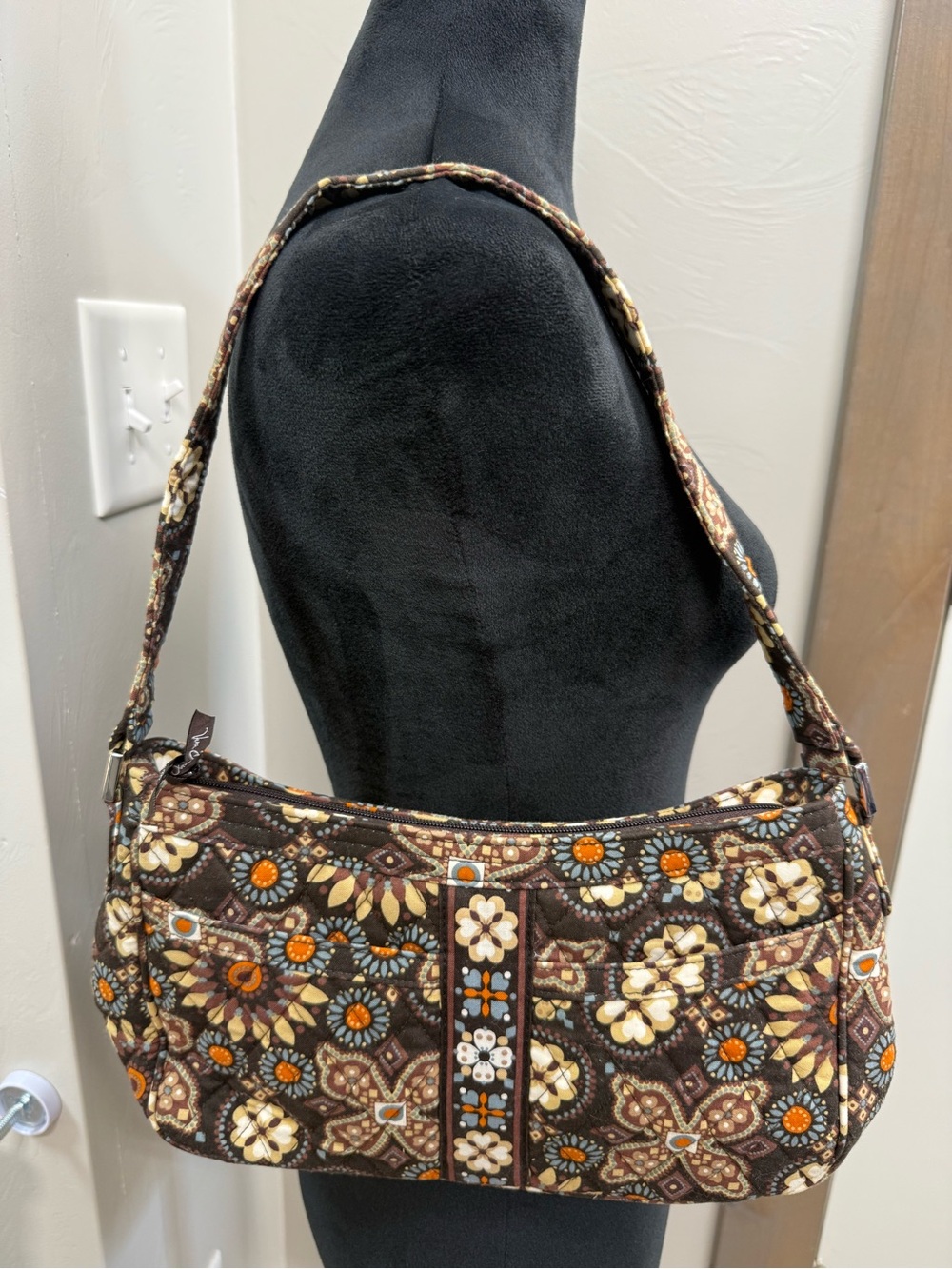 Vera Bradley Shoulder Bag Purse Retired Canyon Brown Floral Pattern Quilted
